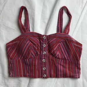 American Eagle Striped Cotton Crop Top Bra Top
